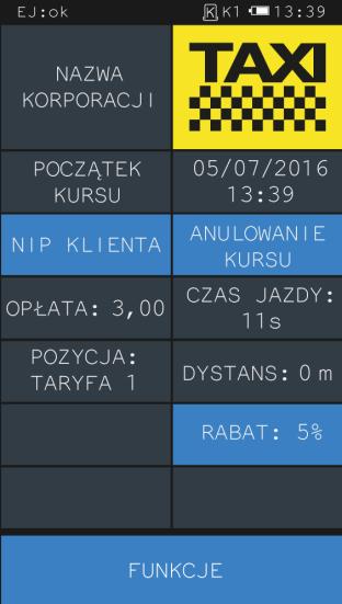 UWAGA: Klawisze i pola CENA UMOWNA oraz RABAT są widoczne na wszystkich domyślnych ekranach dopiero po włączeniu przez uprawnionego serwisanta odpowiednich opcji w funkcjach serwisowych (DOZWOLONA