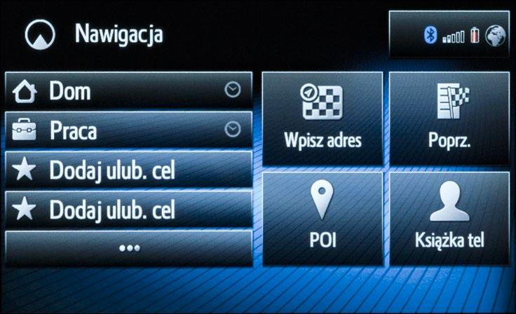 INTUICYJNA NAWIGACJA Wybranie nowego miejsca docelowego, powrót do wyznaczonego poprzednio albo zapisanego na stałe?
