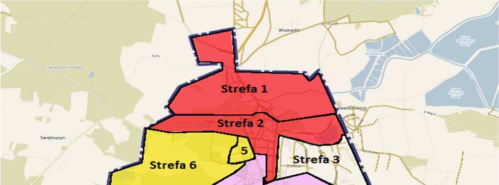 STREFA 7 ulice: Dojazdowa, Kamienna, Krzywa, Kwiatowa, Leśna, Lotnicza, Łowiecka, Miodowa, Nektarowa, Nowowiejska, Odrodzenia, Ogrodowa, Poprzeczna, Poziomkowa, Pszczela, Rzemieślnicza, Słoneczna,