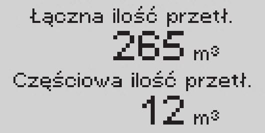 Ilość pobieranej wody Wyświetlana jest całkowita ilość pobranej wody (od uruchomienia) i częściowa ilość pobranej wody (od ostatniego resetowania).