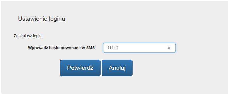 42 W następnym kroku zostaniesz poproszony o potwierdzenie zmiany poprzez wpisanie hasła SMS i kliknięcie Potwierdź (Rysunek 68).