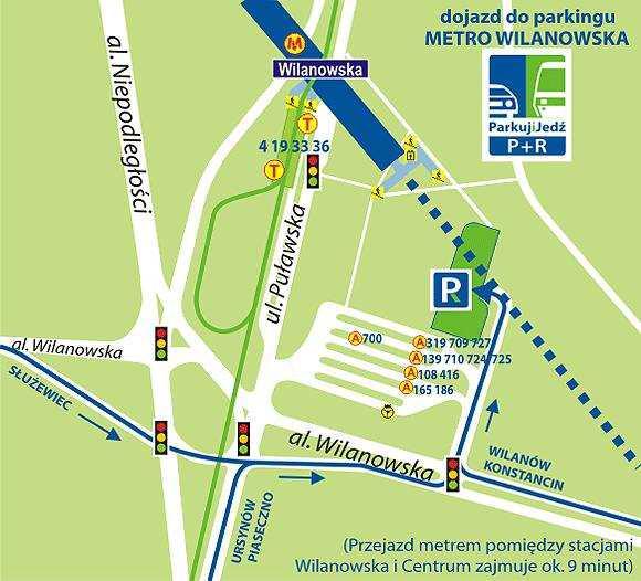 Rysunek 43. Lokalizacja parkingu P+R "Metro Wilanowska Źródło: www.ztm.waw.