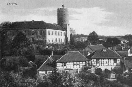 Łagów, widok na zamek joannitów, ok. 1925 r. Ze zbiorów WiMBP w Gorzowie Wlkp. Lagow Nm., Blick zum Johanniterschloss um 1925 Wojewodschafts- und Stadtbibliothek in Gorzów Wlkp.
