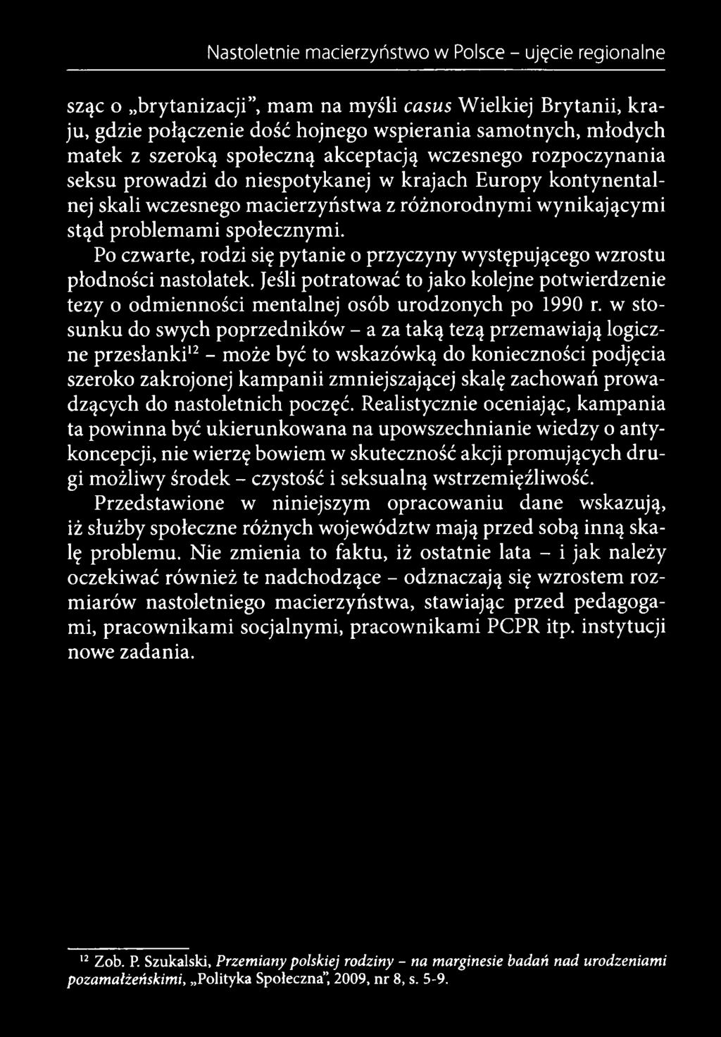 prowadzących do nastoletnich poczęć.