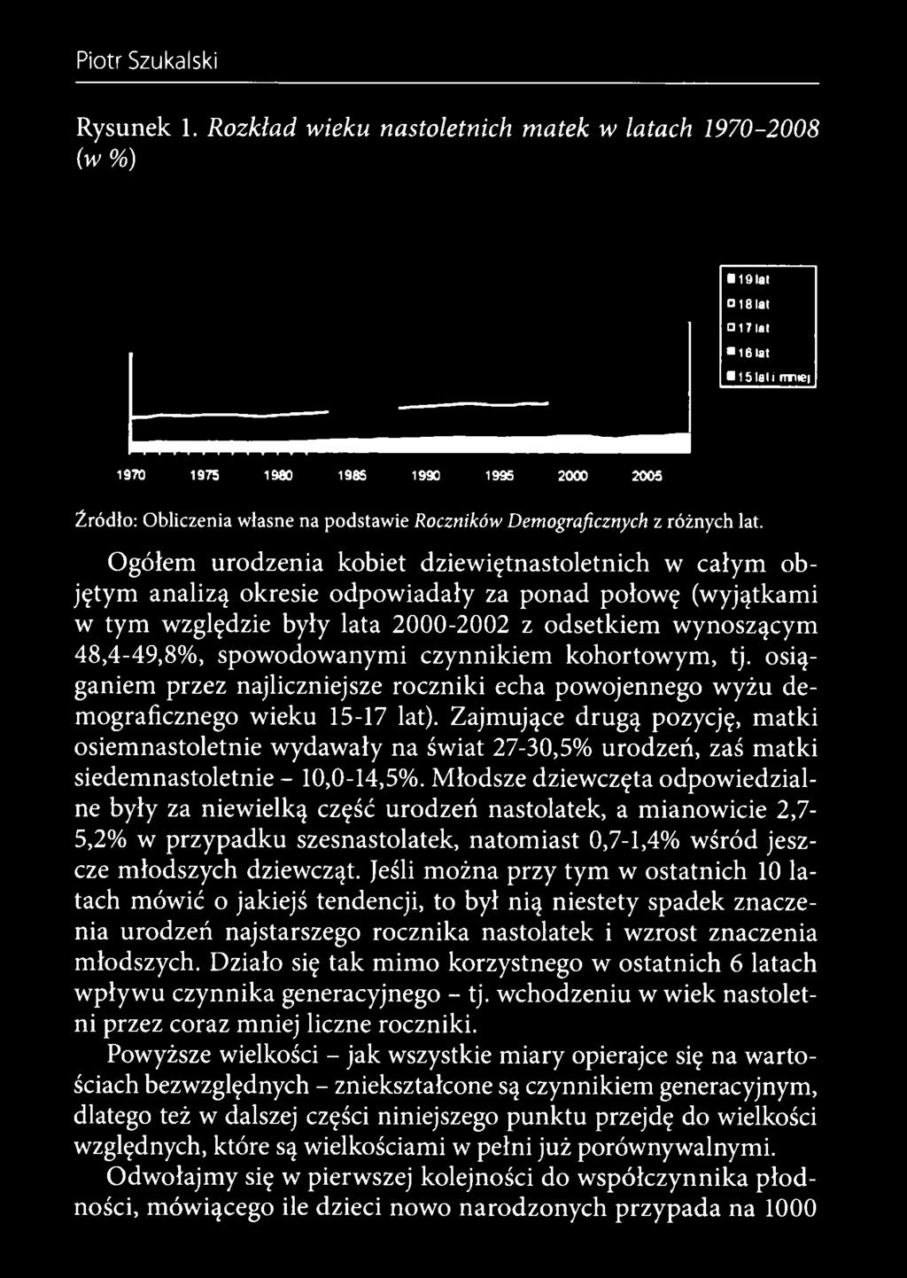 czynnikiem kohortowym, tj. osiąganiem przez najliczniejsze roczniki echa powojennego wyżu demograficznego wieku 15-17 lat).