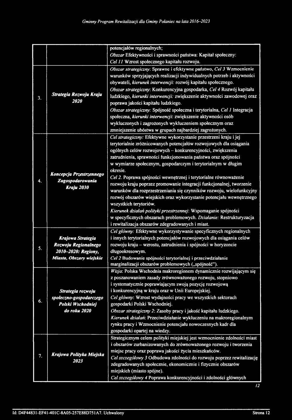 społeczno-gospodarczego Polski Wschodniej do roku 2020 7.