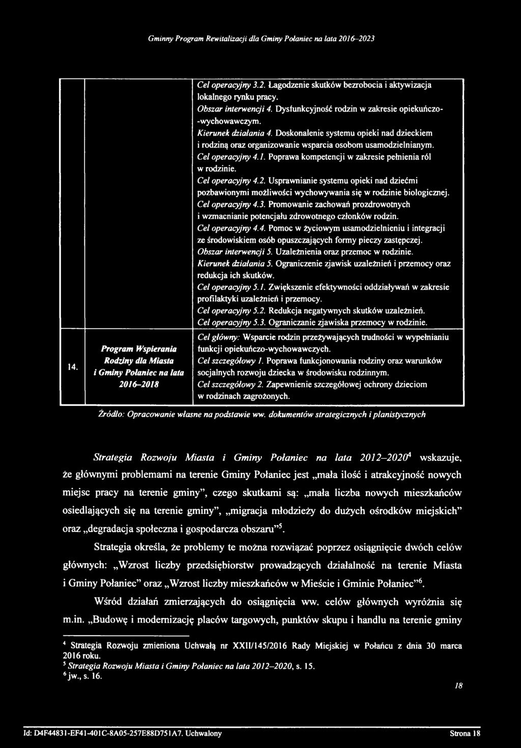 Cel operacyjny 4.1. Poprawa kompetencji w zakresie pełnienia ról w rodzinie. Cel operacyjny 4.2.