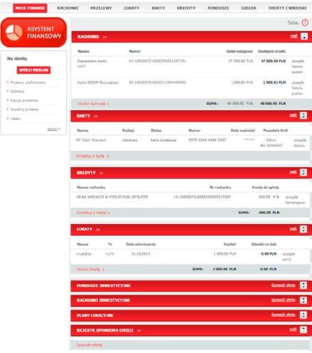 6. MOJE FINANSE NA JEDNYM EKRANIE Szybki przegląd stanu Twoich finansów w Banku BPH możliwy jest w zakładce MOJE FINANSE.