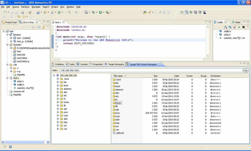 Rys. 6 Operacje plikowe w oknie Target File System Navigator. 3.