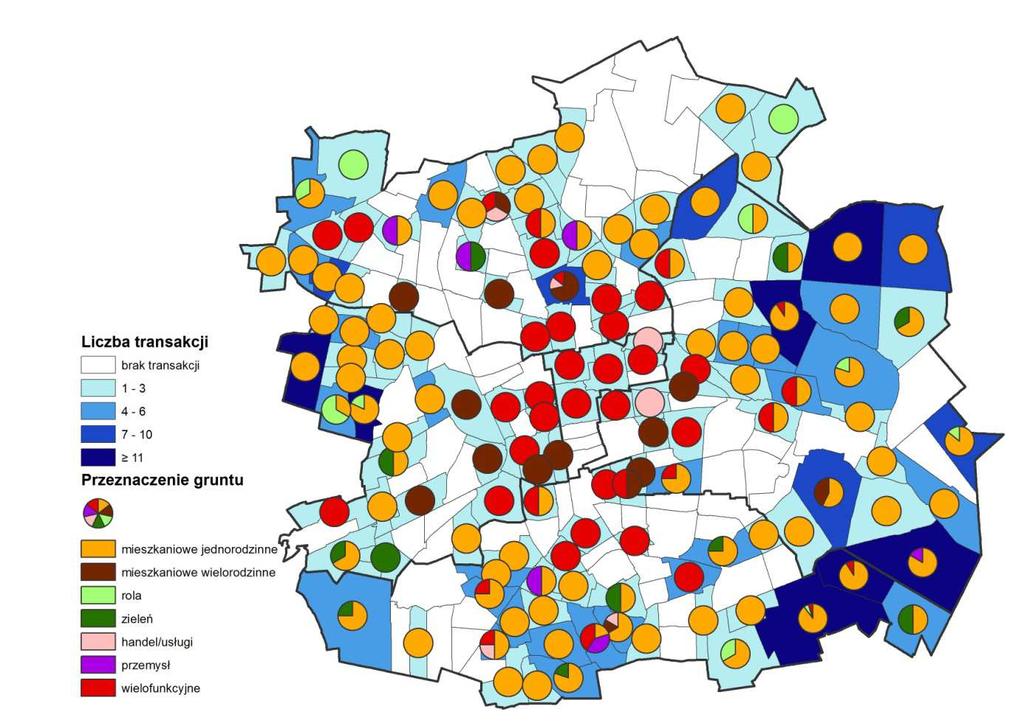 Rysunek 6. Transakcje nieruchomościami wg przeznaczenia w 2015r. 1,85% 1,39% 3,00% 4,16% 5,54% 14,09% 69,98% mieszk. jednorodzinne mieszk.