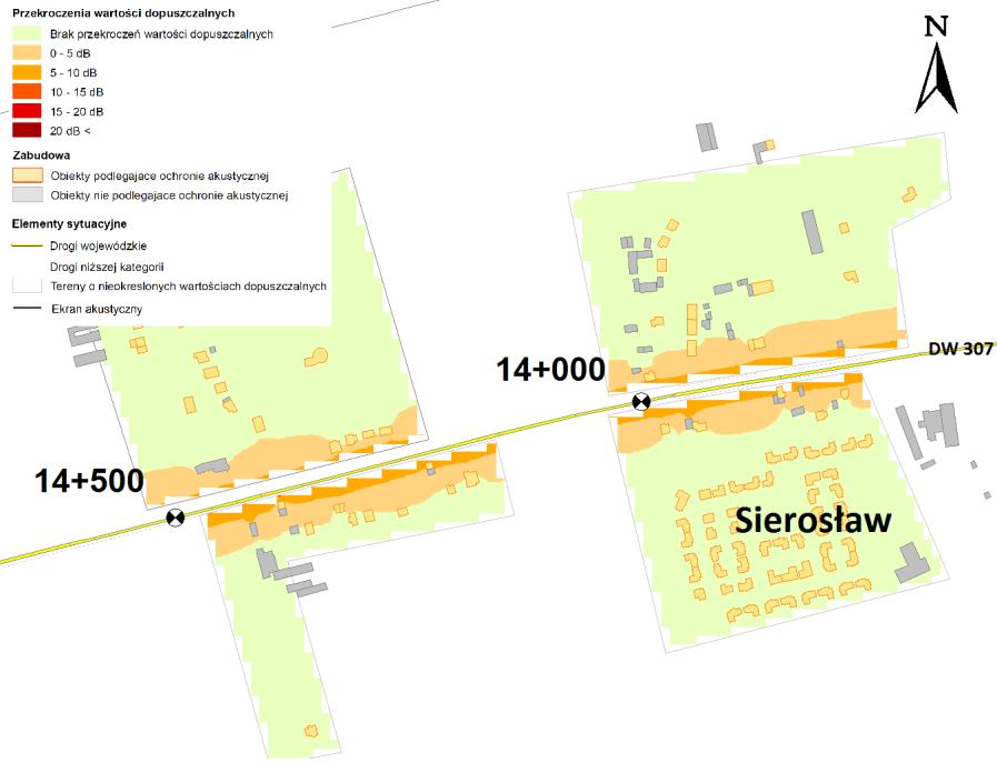 Jedynie na terenie miejscowości Niepruszewo (Odcinek 5), ze względu na niekorzystne warunki terenowe (sąsiedztwo skrzyżowania) i brak możliwości wykonania ekranów akustycznych należy