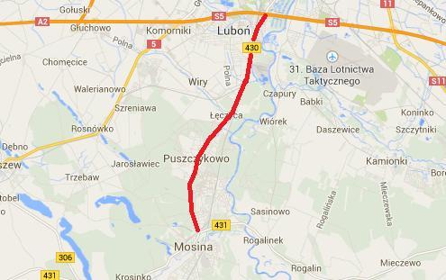 18. DROGA WOJEWÓDZKA NR 430 OD KM 3+400 DO KM 7+500 ORAZ OD KM 7+500 DO KM 16+100 18.1. Część opisowa 18.1.1. Opis obszaru objętego Programem Analizowany odcinek DW 430 znajduje się w województwie wielkopolskim w powiecie poznańskim.