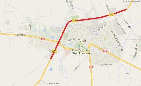 27. DROGA WOJEWÓDZKA NR 470 OD KM 17+100 DO KM 21+500 27.1. Część opisowa 27.1.1. Opis obszaru objętego Programem Analizowane odcinki DW 470 znajdują się w województwie wielkopolskim w powiecie tureckim.
