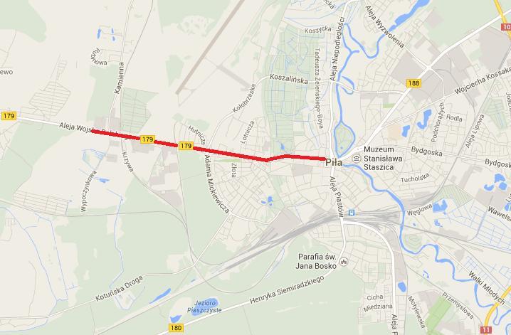 Odcinek 3. DROGA WOJEWÓDZKA NR 179 OD KM 29+100 DO KM 33+200 3.1. Część opisowa 3.1.1. Opis obszaru objętego Programem Analizowany odcinek DW 179 znajduje się w województwie wielkopolskim w powiecie pilskim na terenie miasta Piła.