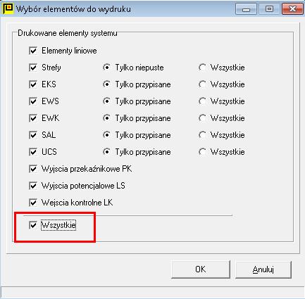 W poniższym oknie zaznaczamy wszystkie elementy i