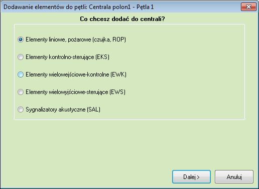 8.1.2.1 Dodawanie pętli, wyjść Aby dodać nową pętlę lub wyjście, należy wybrać przycisk Dodaj z górnego menu programu.