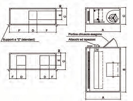 > TCD KANALNI VENTILOKONVEKTOR VISOKE UČINKOVITOSTI Model 11 21 31 41 Protok zraka (max brzina) 1150 2100 3100 4100 m 3 /h Ukupni statički tlak (Δ) 185 320 330 280 Pa Nivo buke (***) 45 55 51 67