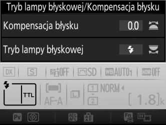 Tryby ręcznego podnoszenia lampy błyskowej W trybach P, S, A, M i 0 lampę błyskową należy podnosić ręcznie. Lampa błyskowa nie będzie emitować błysku, jeśli nie będzie podniesiona.