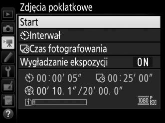 A Przed rozpoczęciem fotografowania Przed rozpoczęciem rejestrowania zdjęć poklatkowych zrób zdjęcie próbne z bieżącymi ustawieniami (kadrując zdjęcie w wizjerze, aby uzyskać dokładny podgląd