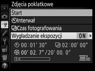 Aby włączyć lub wyłączyć wygładzanie ekspozycji: Wyróżnij Wygładzanie ekspozycji inaciśnij 2. Wyróżnij opcję i naciśnij J.