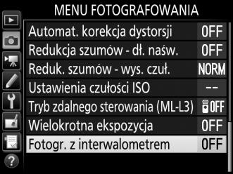 Fotografowanie z interwalometrem Aparat umożliwia automatyczne rejestrowanie zdjęć w ustawionych odstępach czasu.