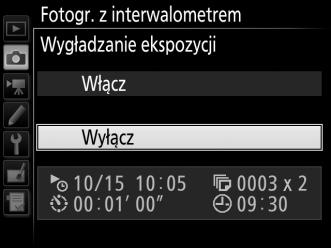 Aby wybrać liczbę zdjęć na interwał: Wyróżnij L. interwałów liczba zdjęć/interwał inaciśnij 2.