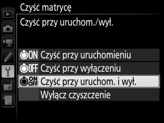 Czyść przy uruchom./wył. Można wybierać spośród następujących opcji: Opcja Czyść przy 5 uruchomieniu 6 Czyść przy wyłączeniu 7 Czyść przy uruchom. iwył.
