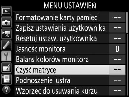 Menu aparatu Większość opcji fotografowania, odtwarzania i konfiguracji jest dostępnych w menu aparatu. Aby wyświetlić menu, naciśnij przycisk G.