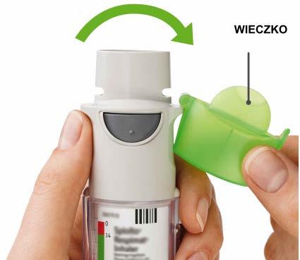 Po przygotowaniu inhalator będzie w stanie dostarczyć 60 rozpyleń (30 dawek).