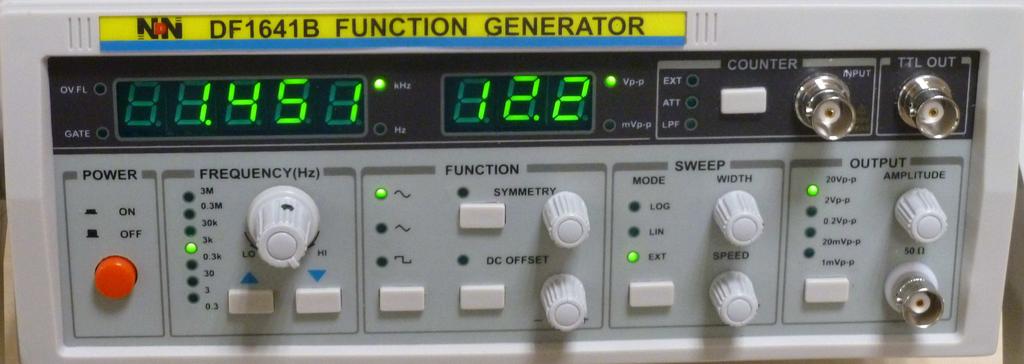 4.3. Generator funkcyjny Rys. 4.3. Generator funkcyjny DF1641B Generator funkcyjny jest źródłe przebiegów napięciowych (sinusoidalnego, trójkątnego lub prostokątnego) o nastawialnej częstotliwości, aplitudzie i składowej stałej.