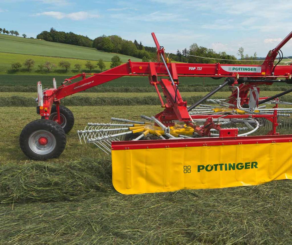 Karuzele TOPTECH PLUS zgrabiają perfekcyjnie Karuzela jest sercem zgrabiarki. W karuzeli TopTech plus elementy precyzyjne są połączone z mocnymi materiałami, co zapewnia ich duża żywotność.