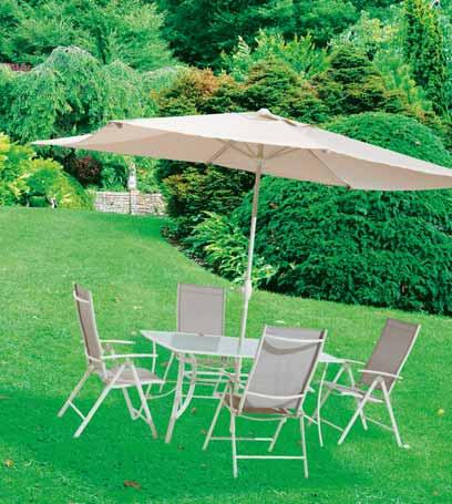 ZESTAW 15 rat 0% 599 99 899 00 Zestaw mebli ogrodowych 4 krzesła, stół, parasol 44 99