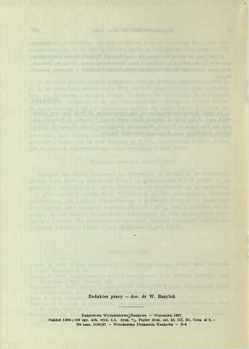 R edaktor pracy doc. dr W. Bazyluk Państwowe W ydawnictwo Naukowe Warszawa 1967 Nakład 1300 + 100 egz. Ark.