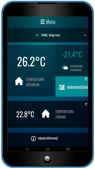 Interfejs aplikacji econet.apk z przykładowymi nastawami. Mobilną aplikację econet.apk można pobrać bezpłatnie. 7.
