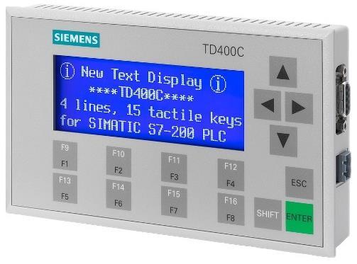 Przykład - Simens Panel HMI TD400 6AV6640-0AA00-0AX1 Czteroliniowy wyświetlacz tekstowy do sterowników S7-200. Idealnie nadaje się do prostych zadań operatorskich.