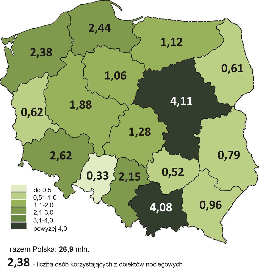 Ogólna charakterystyka ruchu turystycznego w Łodzi i w województwie łódzkim w 2016 roku niż średnia krajowa wynosząca około 1680 tys. nocujących na województwo.