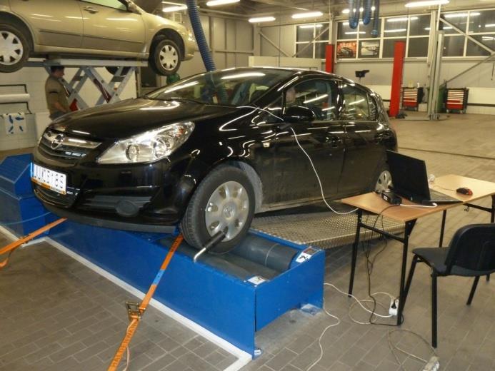 wydatek HHO. W przypadku symulacji testu jezdnego NEDC odcinano elektrozaworem podawanie HHO w chwili wykrycia stanu pracy silnika hamowanie silnikiem (brak wtrysku paliwa oryginalnego).