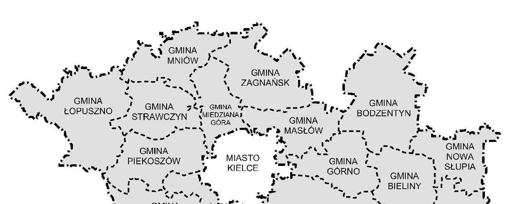 Strona 24 z 262 Rysunek 2 Gminy znajdujące się na terenie powiatu kieleckiego Źródło: