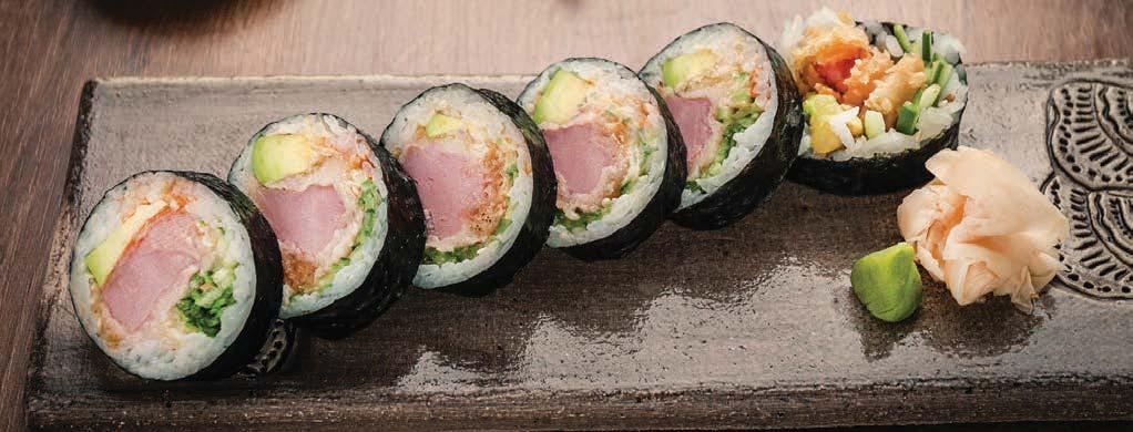 FUTO FUTO PIECZONE FUTO BAKED 6 szt. 39 FUTO PIECZONE FUTO BAKED... 6 szt. FUTO FUTO TU CZYK W TEMPURZE Tuńczyk, majonez, por, ogórek, oshinko, sałata Tuna in tempura batter, mayonnaise, leek, cucumber, oshinko, lettuce.