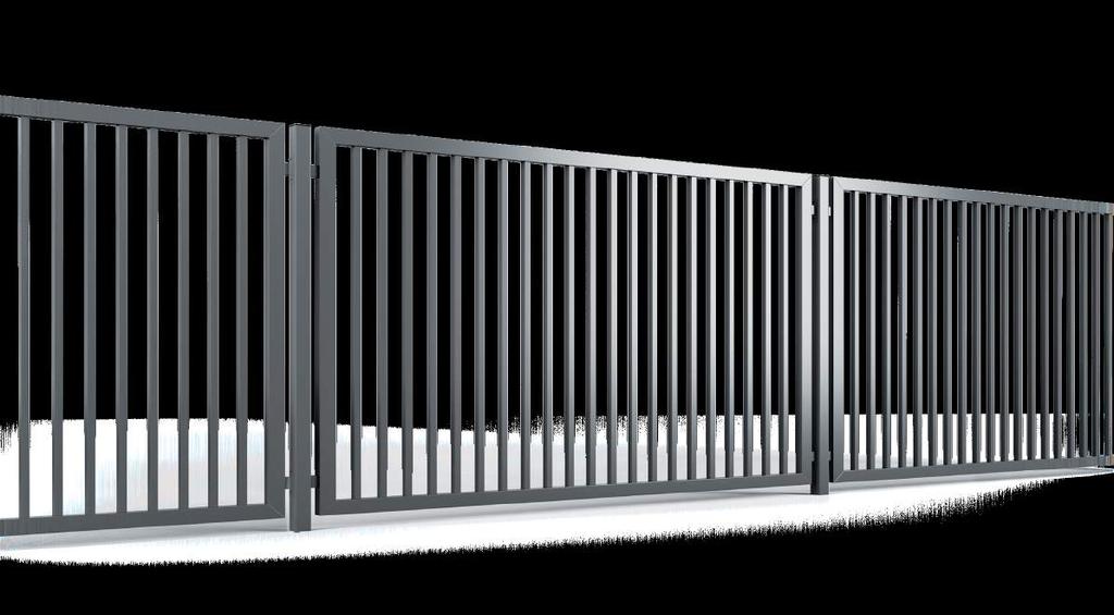 Model PP 002 BRAMA UCHYLNA ORAZ FURTKA / MOBILE GATE AND WICKET GATE BRAMA SAMONOŚNA / SELF-SUPPORTING GATE ogrodzenia PALISADOWE /