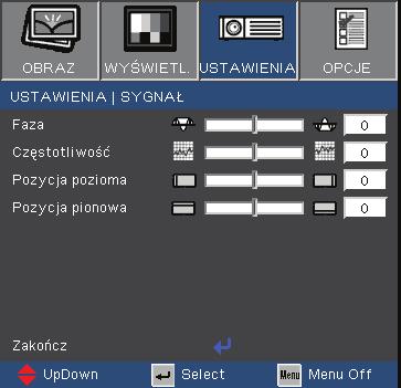 Elementy sterowania użytkownika Ustawienia Sygnał Faza Faza synchronizuje taktowanie sygnału wyświetlania karty graficznej.