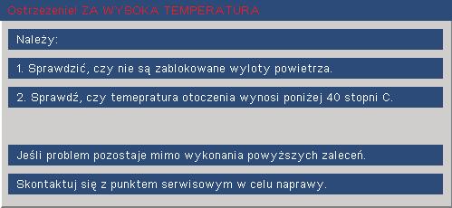 temperatury: Wymiana lampy: Poza