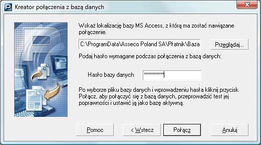 Rysunek 118. Okno dialogowe: Kreator połączenia z bazą danych połączenie z bazą MS Access Rysunek 119. Okno dialogowe: Kreator połączenia z bazą danych Połączenie z bazą Microsoft SQL Uwaga!