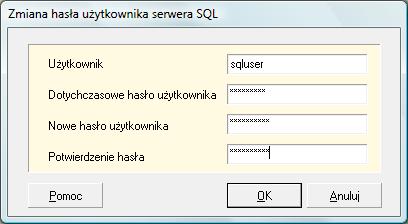 Rysunek 126. Okno dialogowe: Zmiana hasła użytkownika serwera SQL 5.