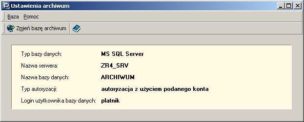 Rysunek 67. Okno parametry archiwum 5.1.1.2 Konfiguracja archiwum dla bazy MS Access Uruchamiany jest ten sam Kreator konfiguracji archiwum, jednak z mniejszą liczbą kroków.