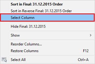 Account No. Znajdź kolumnę Final: 31.12.