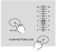 OBSŁUGA (ciąg dalszy) 5. Trzymając wciśnięty przycisk Rec Speed wciskamy przycisk Flash (13-24) przechowujący zapisany program. 6.