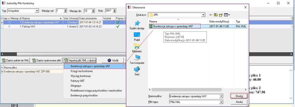 Strona 7 z 21 Wczytywanie pliku JPK Program ifk umożliwia wczytywanie, sprawdzanie poprawności i wysyłanie plików JPK wygenerowanych w innych programach.