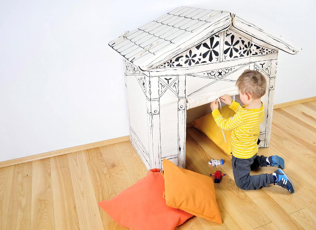 45 6. Lauba Autorka: Alicja Prussakowska Lauba to projekt domku z tkaniny, przeznaczonego dla dzieci w wieku od 3 do 7 lat.