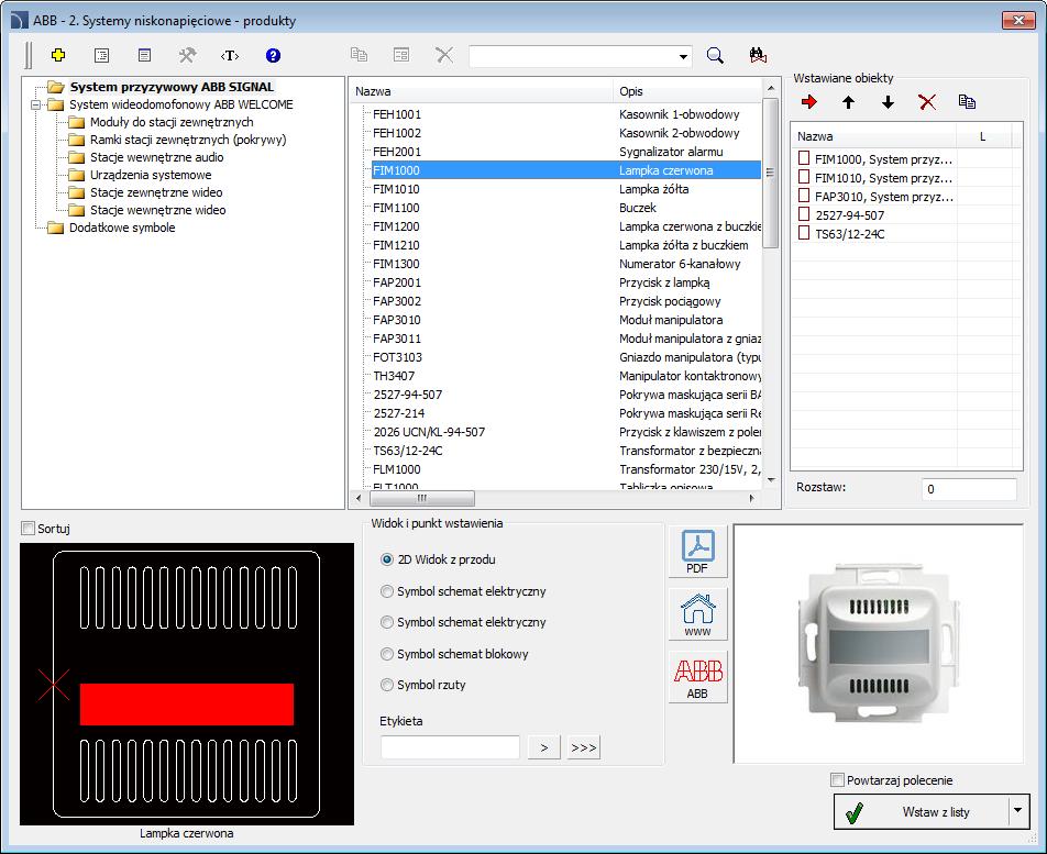 ABB-CAD: ABB Systemy niskonapięciowe ABB Systemy niskonapięciowe Biblioteka ta zwiera elementy systemu przyzywowego ABB SIGNAL oraz wideodomofony ABB WELCOME.